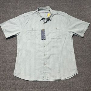 Reyn Spooner Large Solid Blue Button Up Camp Shirt‎ Mens